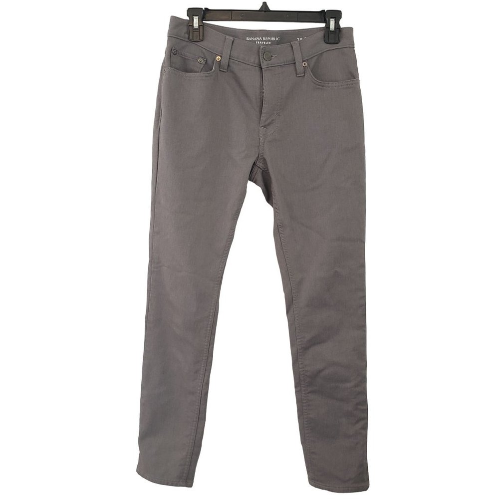 Banana Republic Mens Traveler Pants Size 29x30 (actual 29x29) Gray Skinny Fit